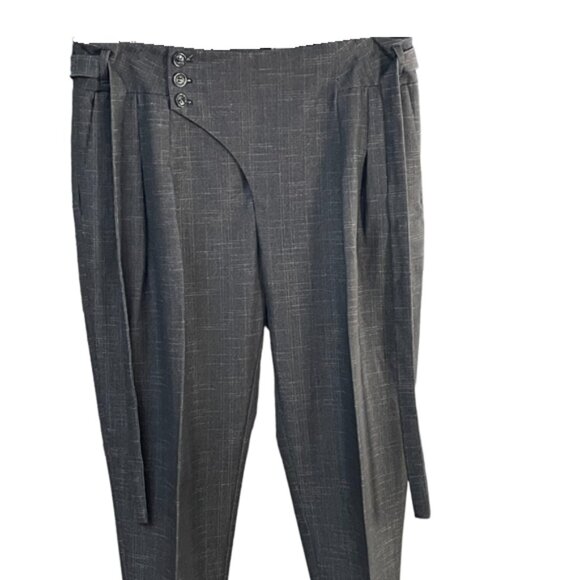 Coquille Anthro Waist Tie Pleated Ankle Length Cuffed Trousers - Picture 2 of 8